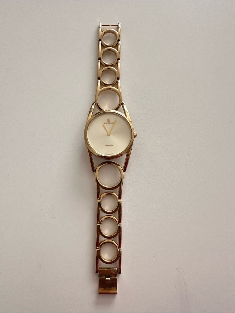 Lawrence Gold Tone Circle-Link Bracelet Watch